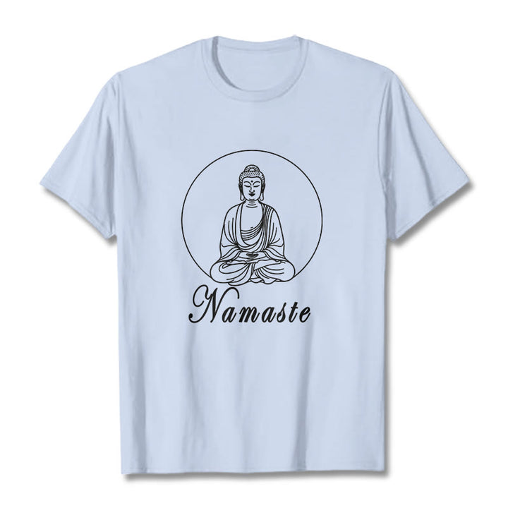 Buddha Stones NAMASTE Buddha Meditierendes T-Shirt - HellCyan - 2XL - image 19