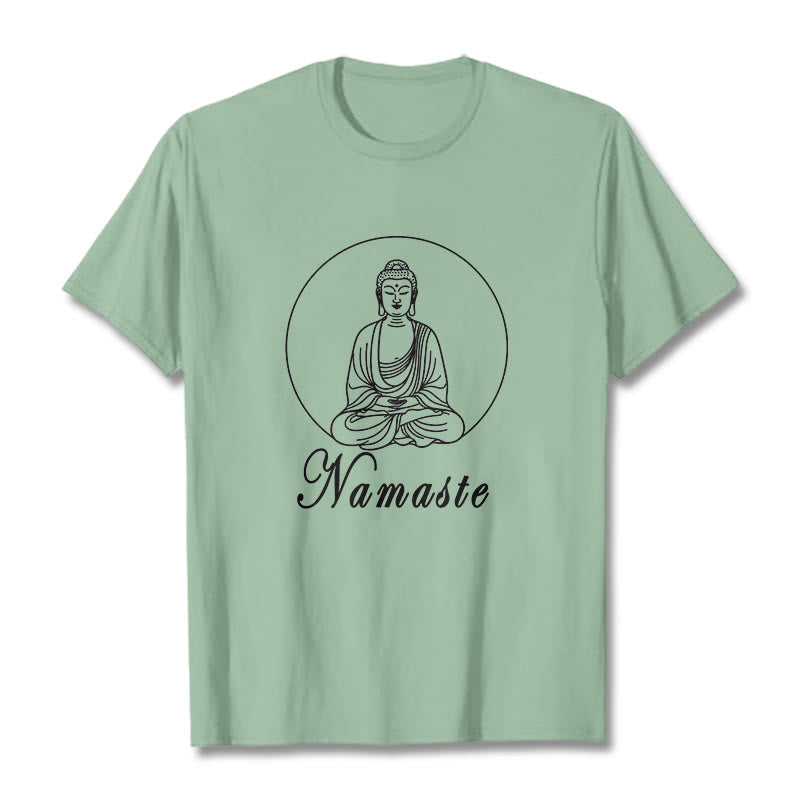 Buddha Stones NAMASTE Buddha Meditierendes T-Shirt - Blassgrün - 2XL - image 15