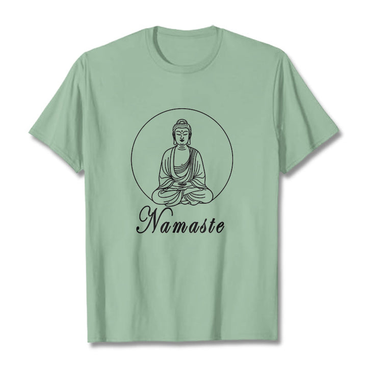 Buddha Stones NAMASTE Buddha Meditierendes T-Shirt - Blassgrün - 2XL - image 15