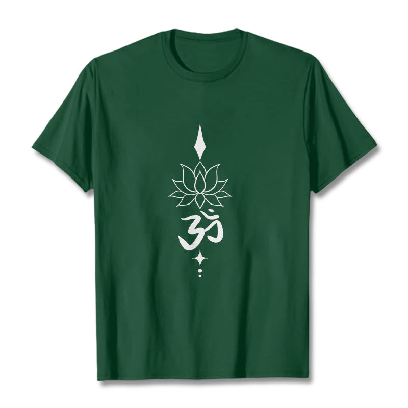 Buddha Stones Om Symbol Lotus T T-shirt - WaldGrün - 2XL - image 6