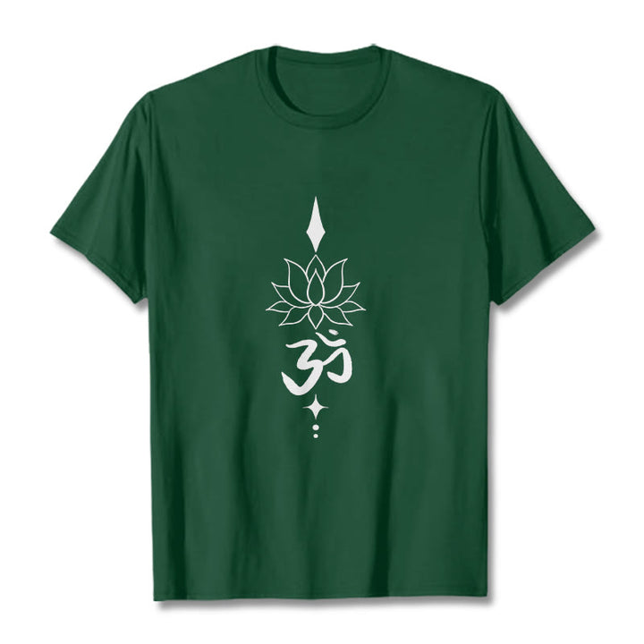 Buddha Stones Om Symbol Lotus T T-shirt - WaldGrün - 2XL - image 6