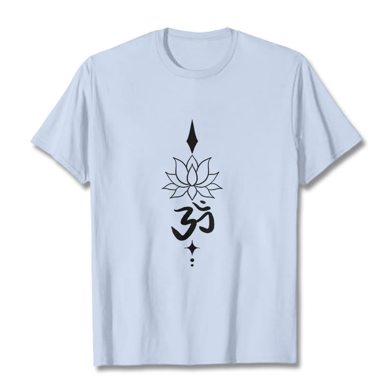 Buddha Stones Om Symbol Lotus T T-shirt - HellCyan - 2XL - image 14