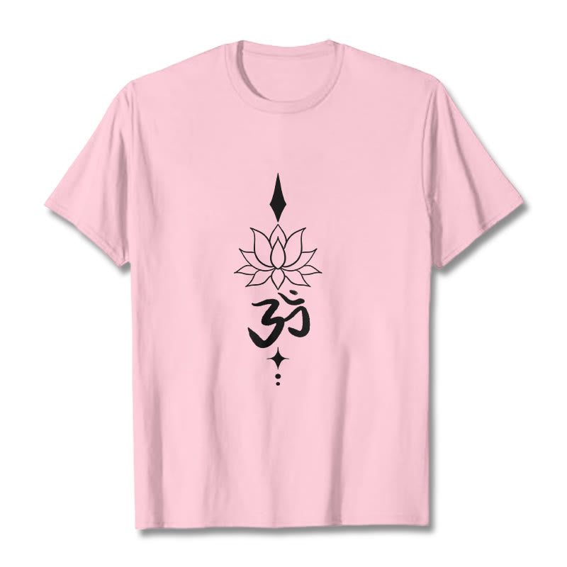 Buddha Stones Om Symbol Lotus T T-shirt - Hellrosa - 2XL - image 15