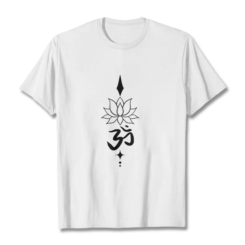 Buddha Stones Om Symbol Lotus T T-shirt - Weiß - 2XL - image 8