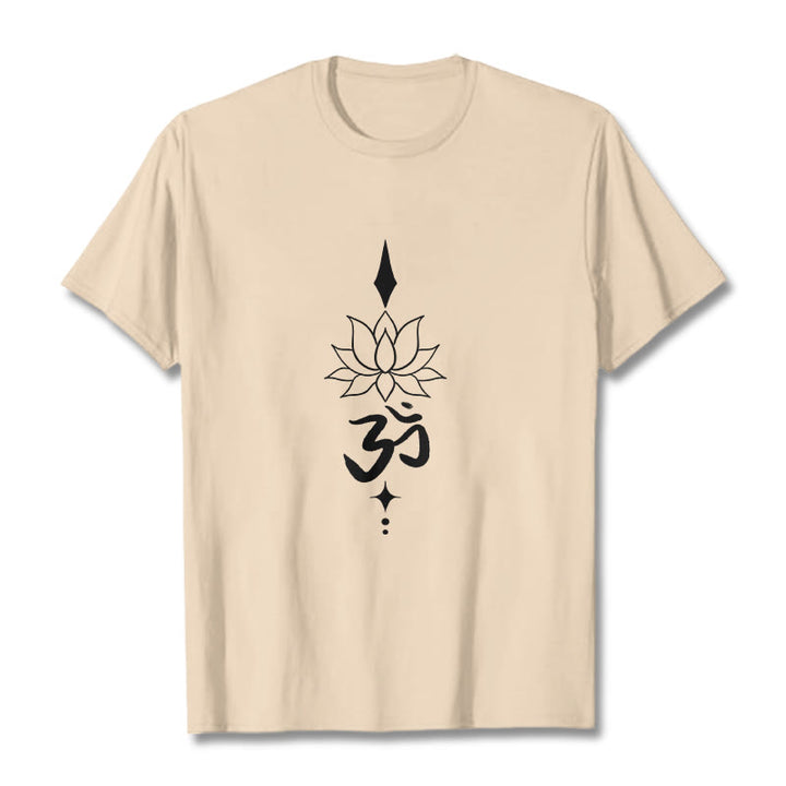 Buddha Stones Om Symbol Lotus T T-shirt - Bisque - 2XL - image 12