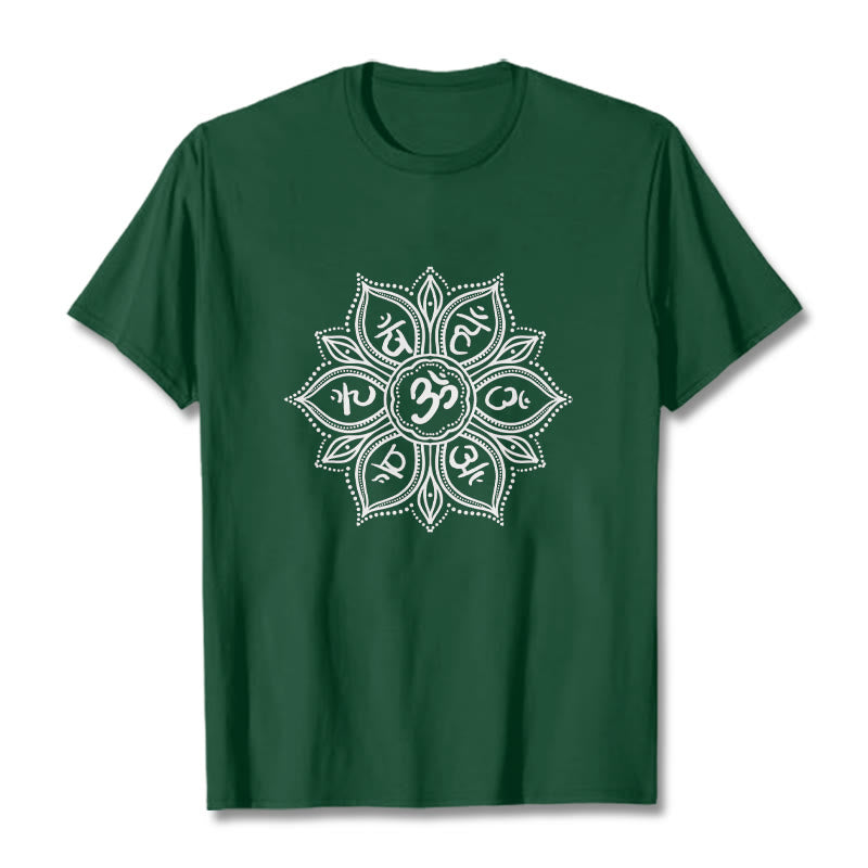 Buddha Stones Mandala Flower Om Mani Padme Hum Mantra T-Shirt - WaldGrün - 2XL - image 1