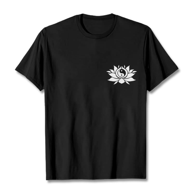 Buddha Stones Yin Yang Lotus Blume Design T T-shirt - Schwarz - 2XL - image 1
