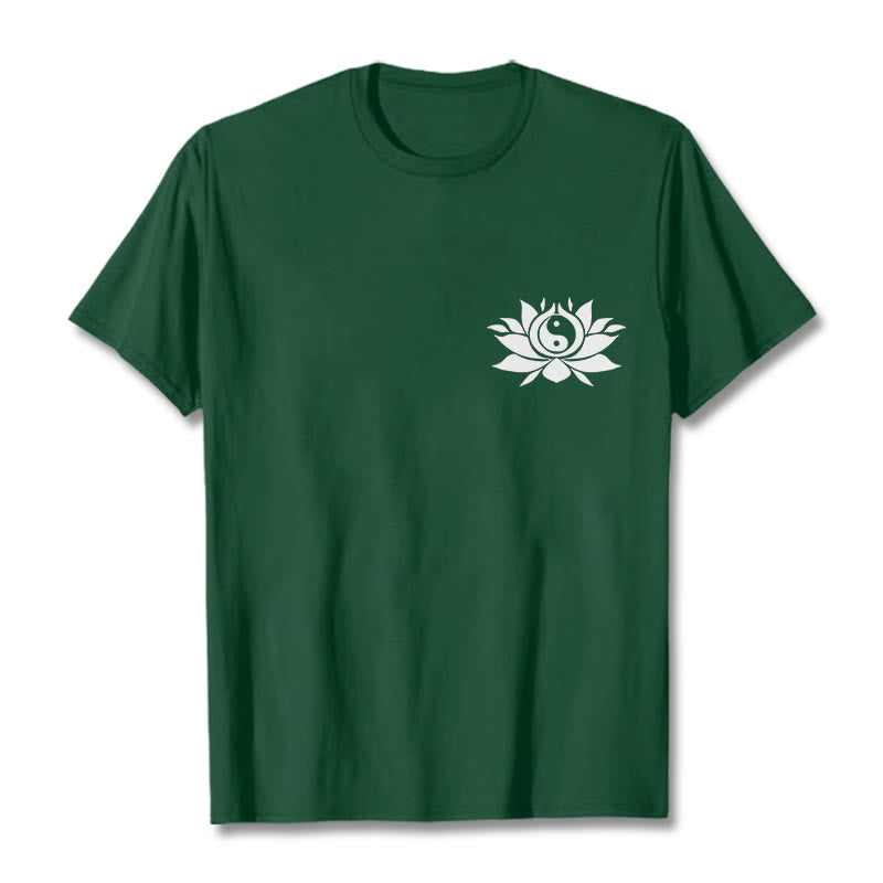 Buddha Stones Yin Yang Lotus Blume Design T T-shirt - WaldGrün - 2XL - image 6