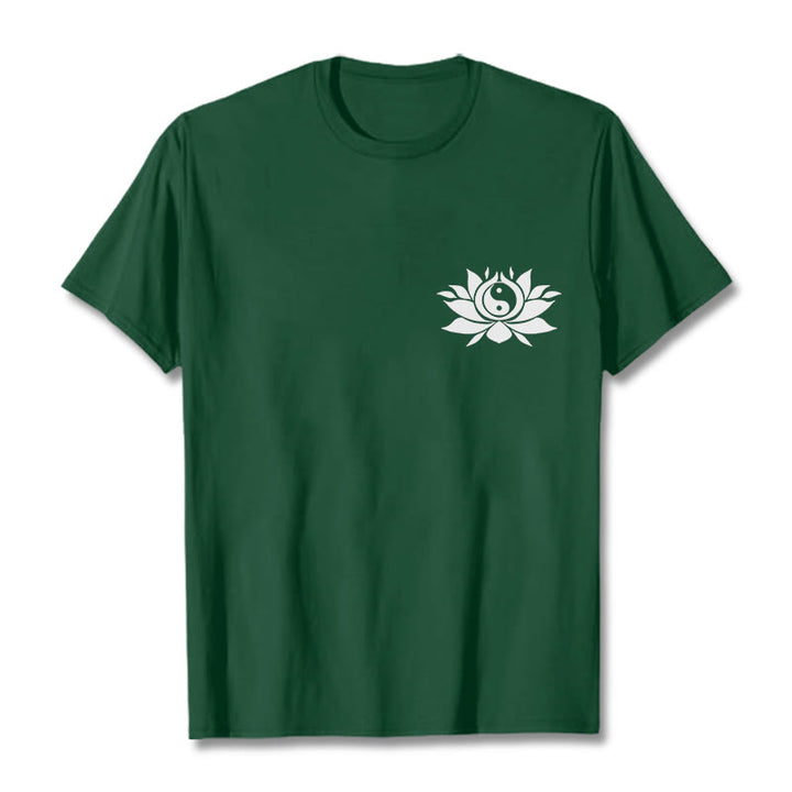 Buddha Stones Yin Yang Lotus Blume Design T T-shirt - WaldGrün - 2XL - image 6
