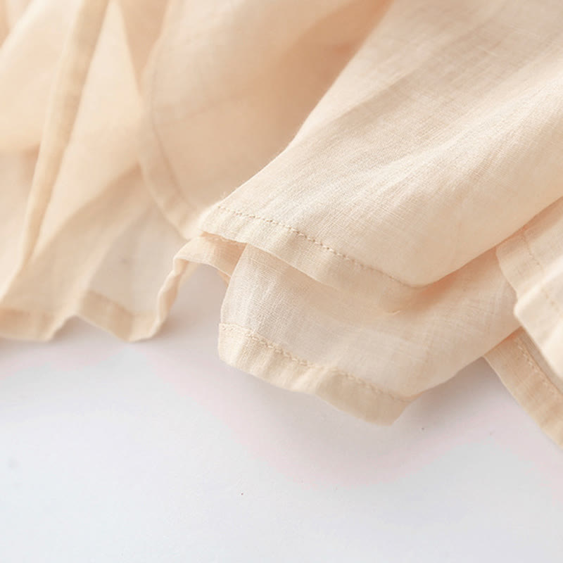 Langärmliges Midikleid aus Baumwolle und Leinen mit Buddha Stones -Stickerei und Knöpfen und Taschen - image 14