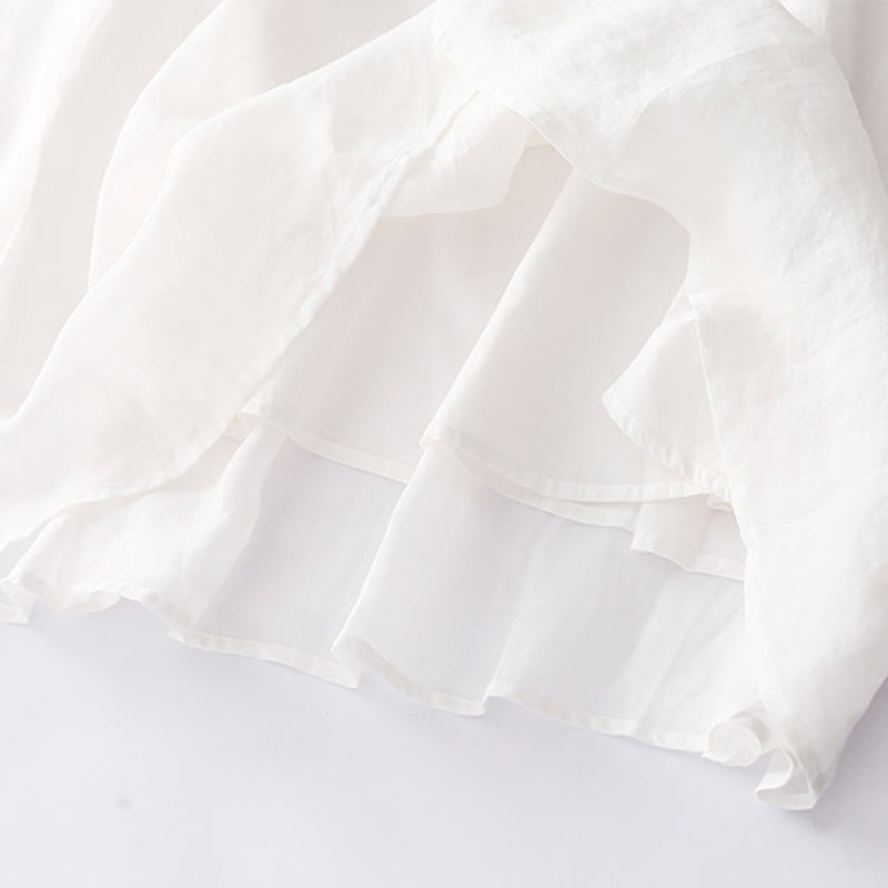 Langärmliges Midikleid aus Baumwolle und Leinen mit Buddha Stones -Stickerei und Knöpfen und Taschen - image 24