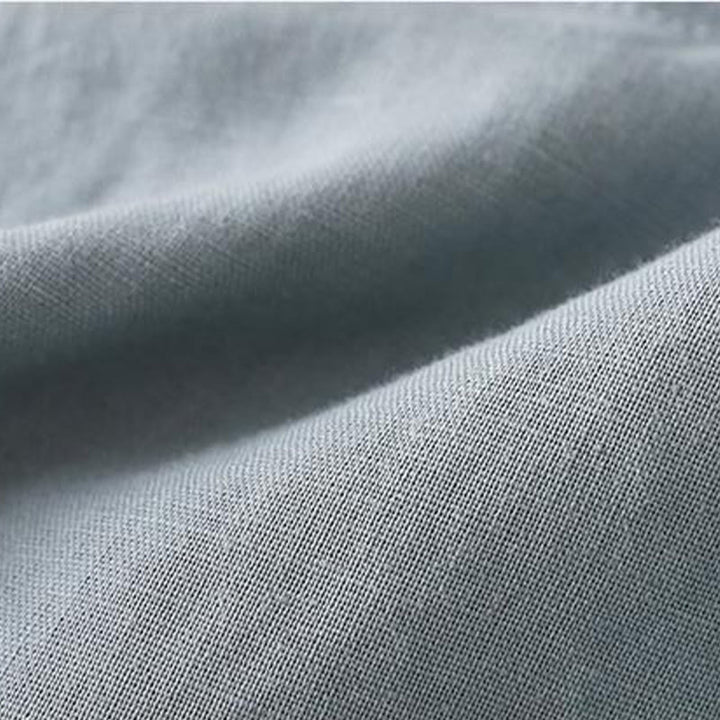 Buddha Stones Buttons Design, schlichtes, langärmliges Midikleid aus Baumwolle und Leinen mit Stehkragen und Taschen - image 5