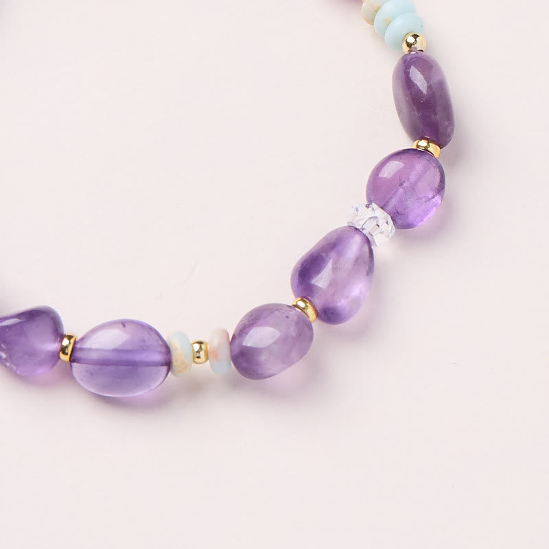 Buddha Stones Natürlicher unregelmäßiger Amethyst Shoushan Stein Weißer Kristall Heilungsarmband - image 5