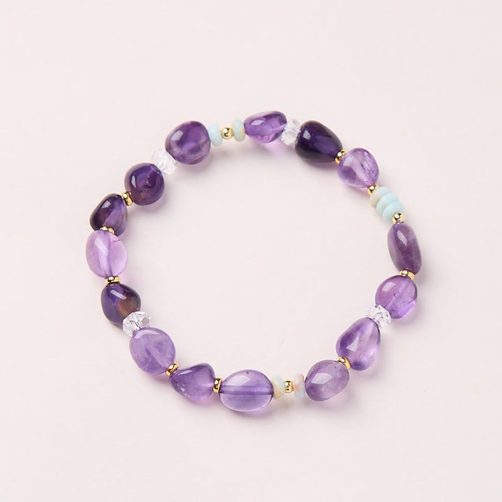 Buddha Stones Natürlicher unregelmäßiger Amethyst Shoushan Stein Weißer Kristall Heilungsarmband - image 2