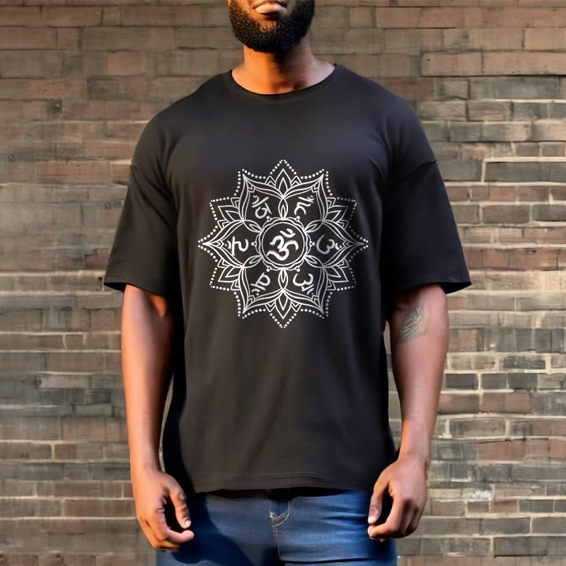 Buddha Stones Mandala Flower Om Mani Padme Hum Sanskrit Mantra T-Shirt - image 9