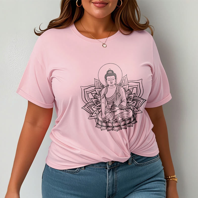 Buddha Stones Medizin Buddha sitzt auf einem Lotus Sockel T-Shirt - image 14