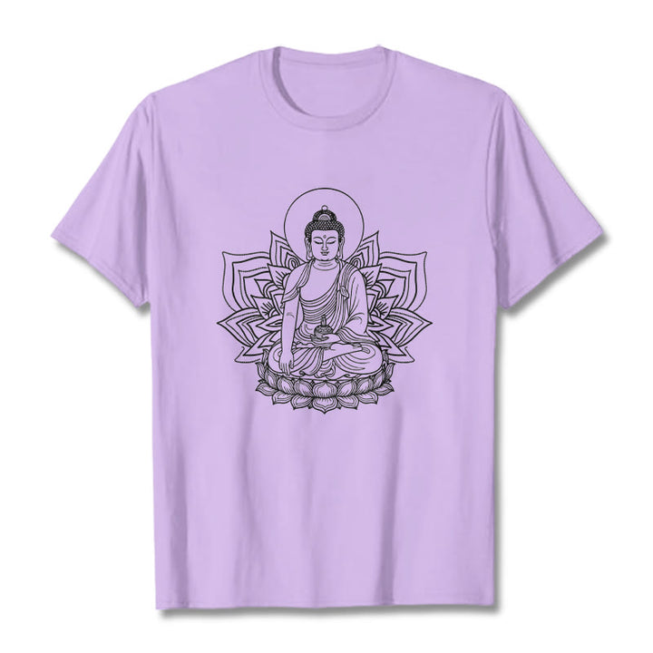 Buddha Stones Medizin Buddha sitzt auf einem Lotus Sockel T-Shirt - Pflaume - 2XL - image 17