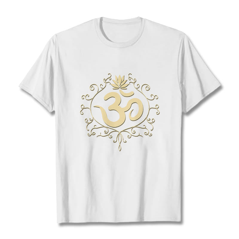 Buddha Stones Om Symbol Reben Lotus Blume T T-shirt - Weiß - 2XL - image 8