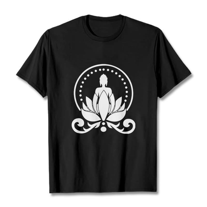 Buddha Stones Meditation Buddha sitzt auf einer Lotusblume T-Shirt - Schwarz - 2XL - image 4