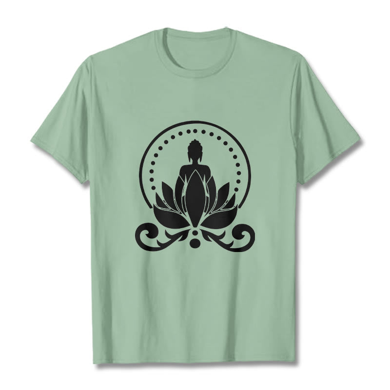 Buddha Stones Meditation Buddha sitzt auf einer Lotusblume T-Shirt - Blassgrün - 2XL - image 15