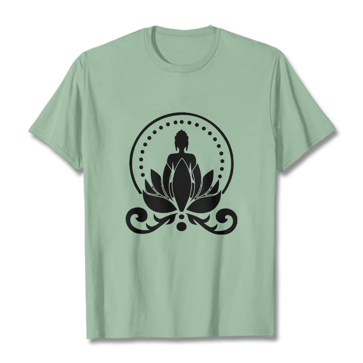 Buddha Stones Meditation Buddha sitzt auf einer Lotusblume T-Shirt - Blassgrün - 2XL - image 15