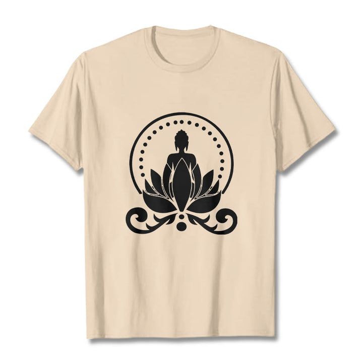 Buddha Stones Meditation Buddha sitzt auf einer Lotusblume T-Shirt - Bisque - 2XL - image 11