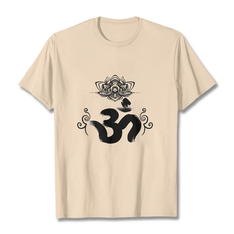 Buddha Stones Om Symbol Sanskrit Floral T T-shirt - Bisque - 2XL - image 12