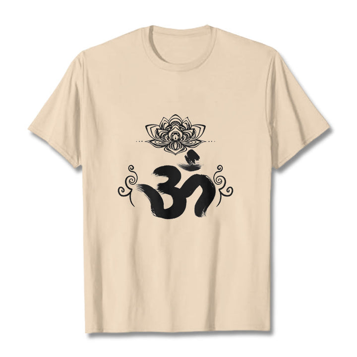 Buddha Stones Om Symbol Sanskrit Floral T T-shirt - Bisque - 2XL - image 12