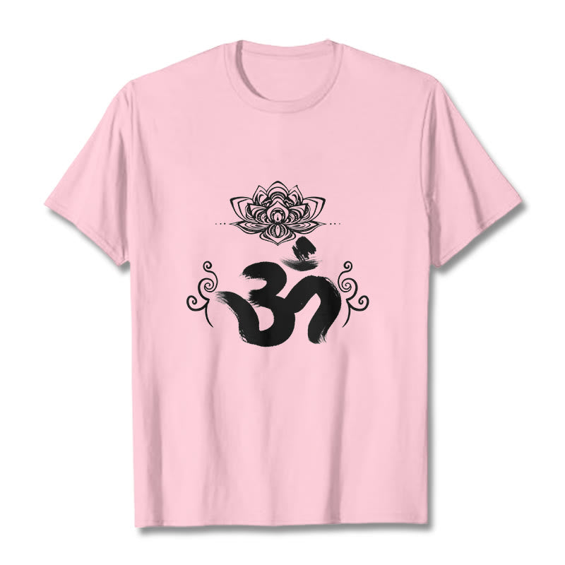 Buddha Stones Om Symbol Sanskrit Floral T T-shirt - Hellrosa - 2XL - image 15
