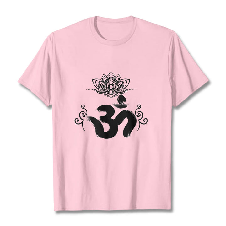 Buddha Stones Om Symbol Sanskrit Floral T T-shirt - Hellrosa - 2XL - image 15