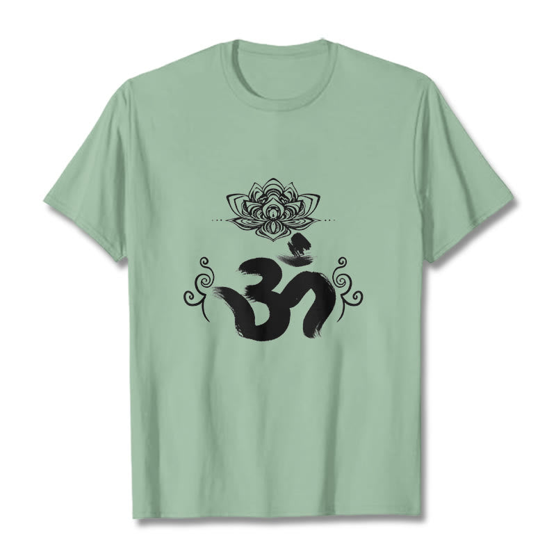 Buddha Stones Om Symbol Sanskrit Floral T T-shirt - Blassgrün - 2XL - image 19