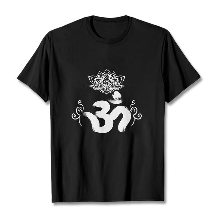 Buddha Stones Om Symbol Sanskrit Floral T T-shirt - Schwarz - 2XL - image 7