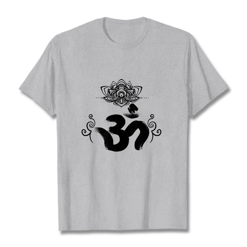 Buddha Stones Om Symbol Sanskrit Floral T T-shirt - Hellgrau - 2XL - image 11