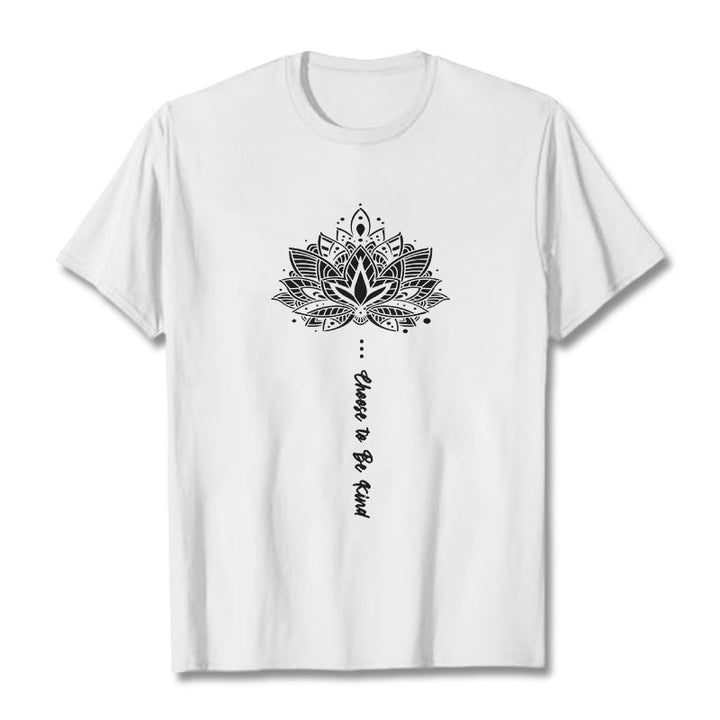 Buddha Stones Choose To Be Kind Geometrisches Blumen-T-Shirt - Weiß - 2XL - image 8