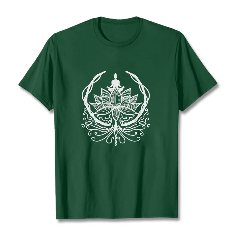 Buddha Stones Meditation Buddha sitzt in einer Lotusblume T-Shirt - WaldGrün - 2XL - image 5