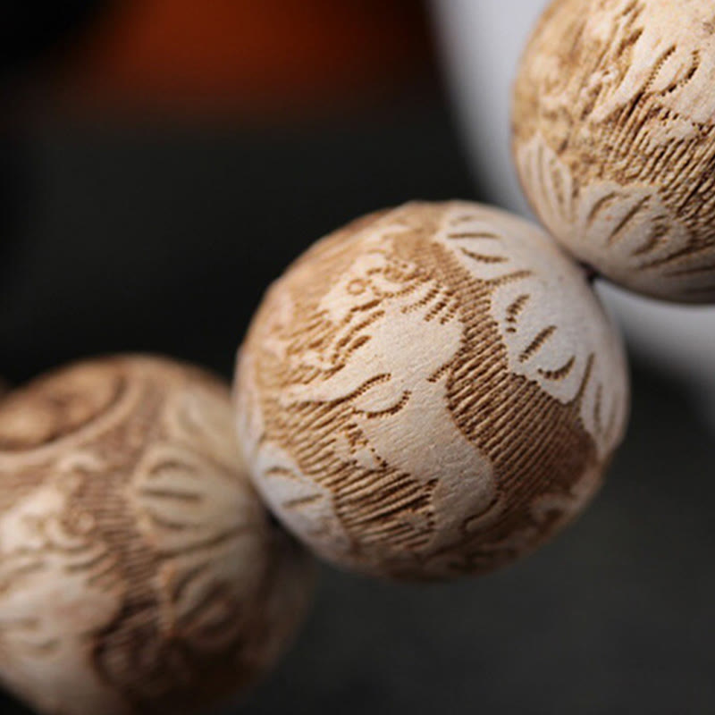 Armband mit Buddha Stones, Ebenholz, Kampferholz, Yin Yang, Ochsengravur, Peace - image 12