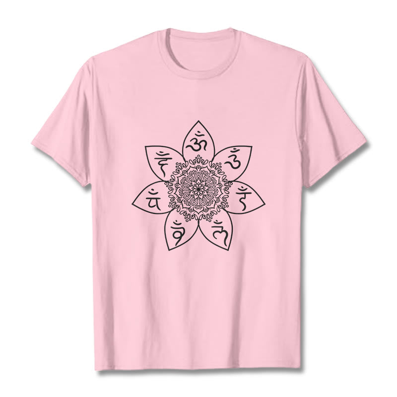 Buddha Stones Mandala Om Mani Padme Hum Muster T-Shirt - Hellrosa - 2XL - image 13