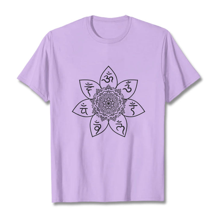 Buddha Stones Mandala Om Mani Padme Hum Muster T-Shirt - Pflaume - 2XL - image 17
