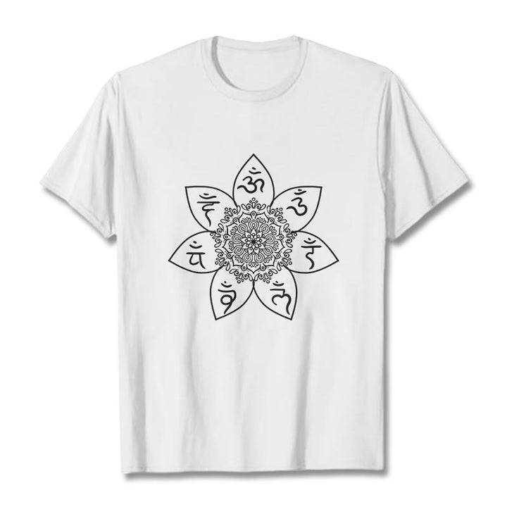 Buddha Stones Mandala Om Mani Padme Hum Muster T-Shirt - Weiß - 2XL - image 8