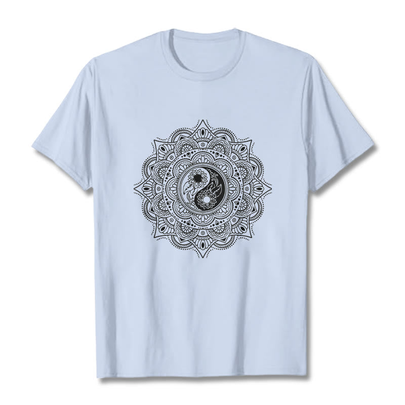 Buddha Stones Mandala YinYang Symbol Muster T T-shirt - HellCyan - 2XL - image 19