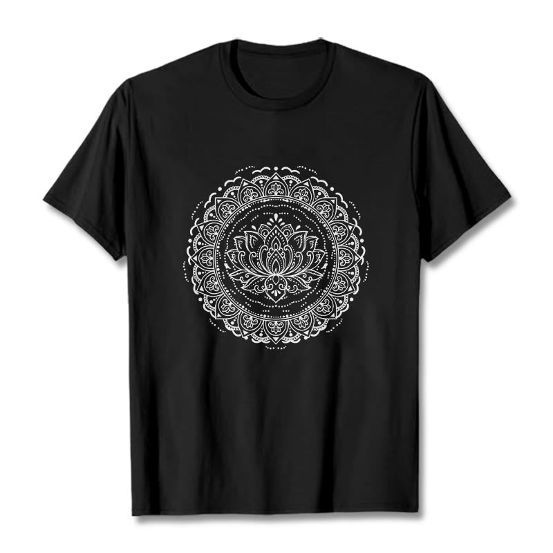 Buddha Stones Mandala Lotus Blume Muster T T-shirt - Schwarz - 2XL - image 5