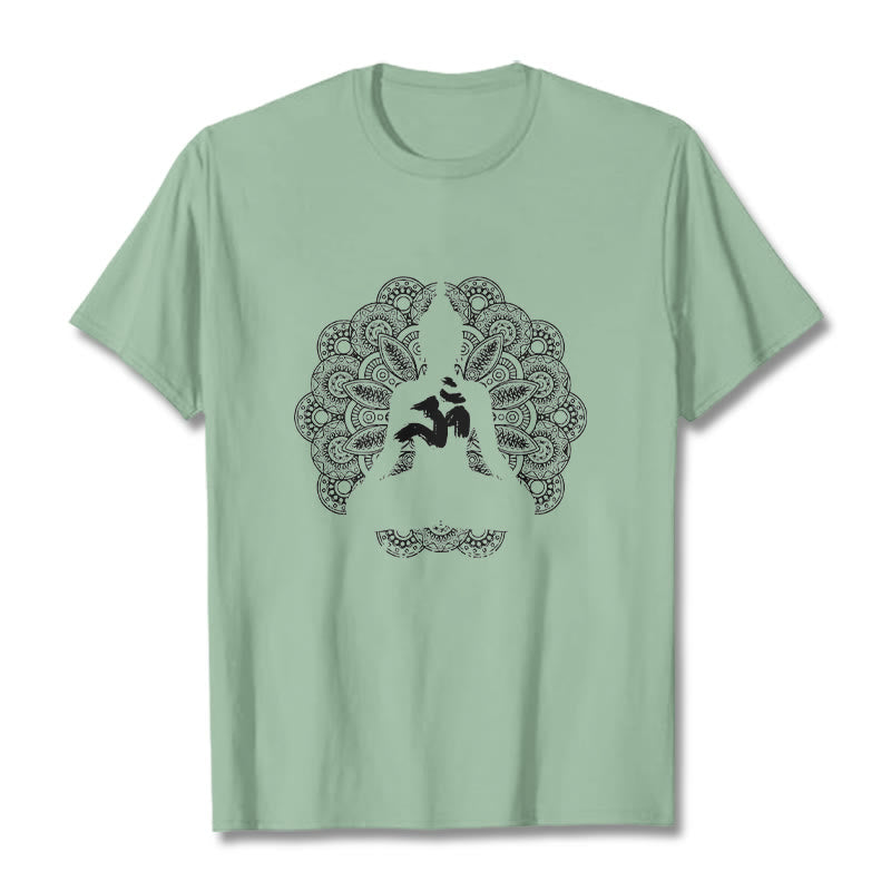 Buddha Stones Reine Farbe Mandala Om Symbol Muster T T-shirt - Blassgrün - 2XL - image 15