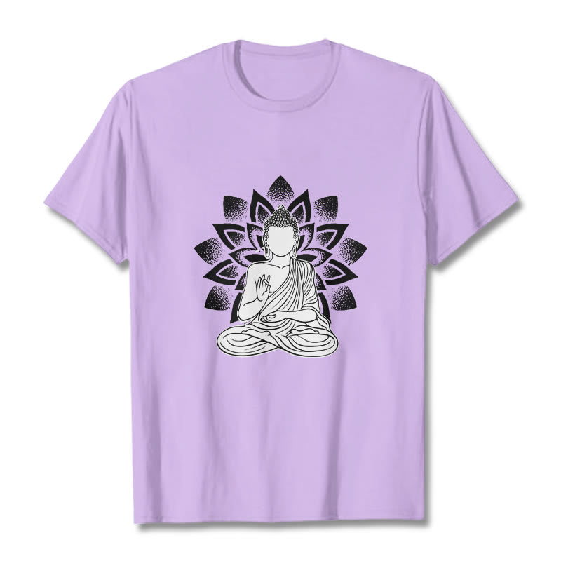 Buddha Stones Sitzender Buddha Lotus Blume Muster T T-shirt - Pflaume - 2XL - image 17