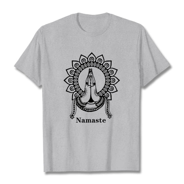 T-Shirt mit Buddha Stones -Geste, Mandala-Muster - Hellgrau - 2XL - image 20