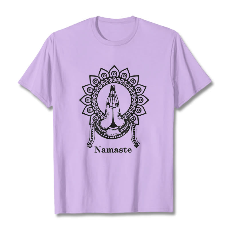 T-Shirt mit Buddha Stones -Geste, Mandala-Muster - Pflaume - 2XL - image 17