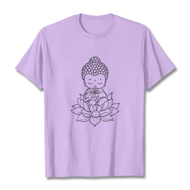 Buddha Stones Friedliche Buddha Lotus Blume Muster T T-shirt - Pflaume - 2XL - image 17