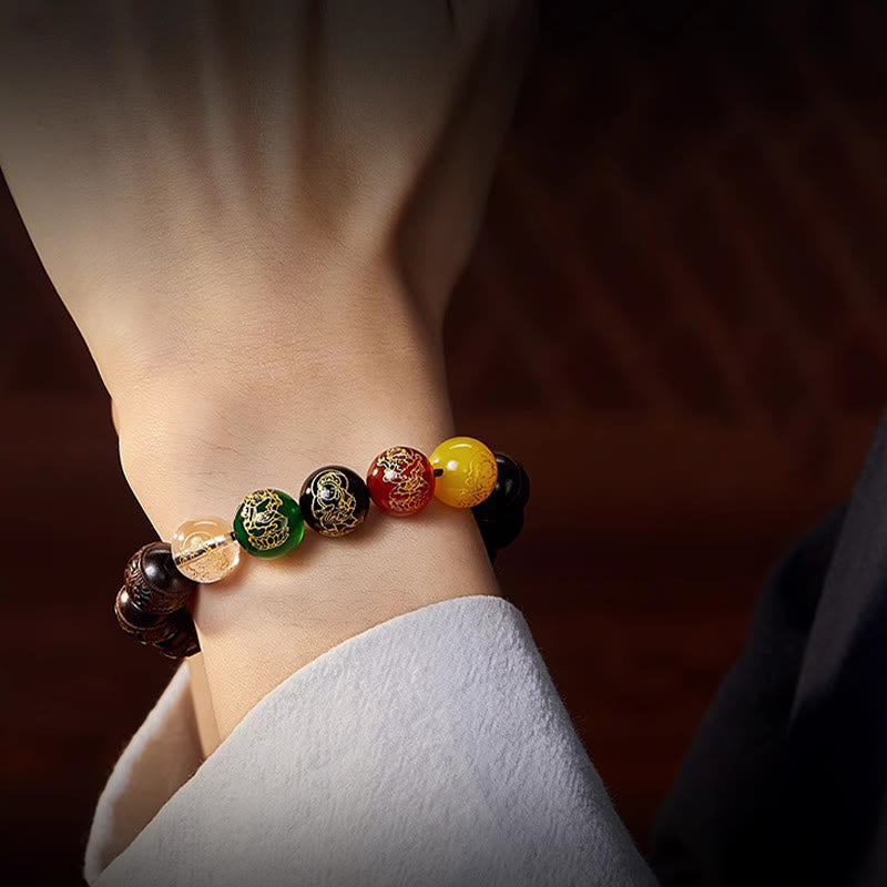 Buddha Stones, kleines Blatt, rotes Sandelholz, fünf Richtungen, Götter des Reichtums, ruhiges Armband - image 16