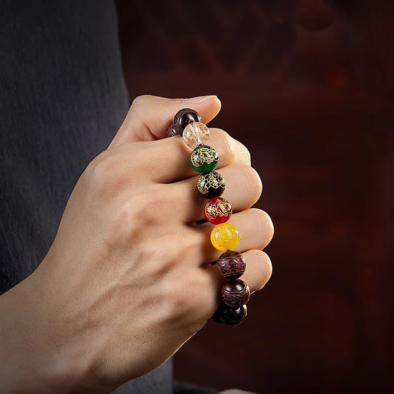 Buddha Stones, kleines Blatt, rotes Sandelholz, fünf Richtungen, Götter des Reichtums, ruhiges Armband - image 13