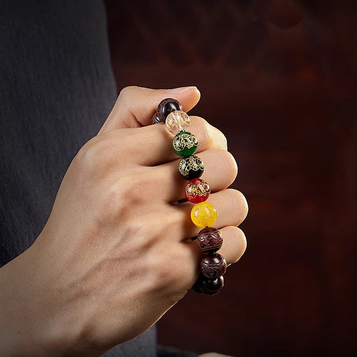 Buddha Stones, kleines Blatt, rotes Sandelholz, fünf Richtungen, Götter des Reichtums, ruhiges Armband - image 13