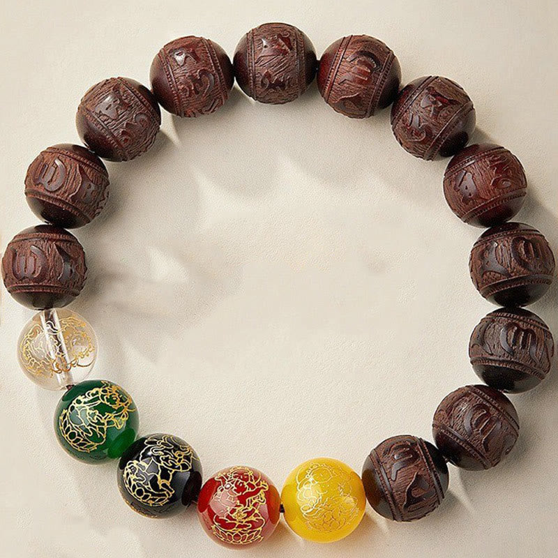 Buddha Stones, kleines Blatt, rotes Sandelholz, fünf Richtungen, Götter des Reichtums, ruhiges Armband - 15 mm - image 10